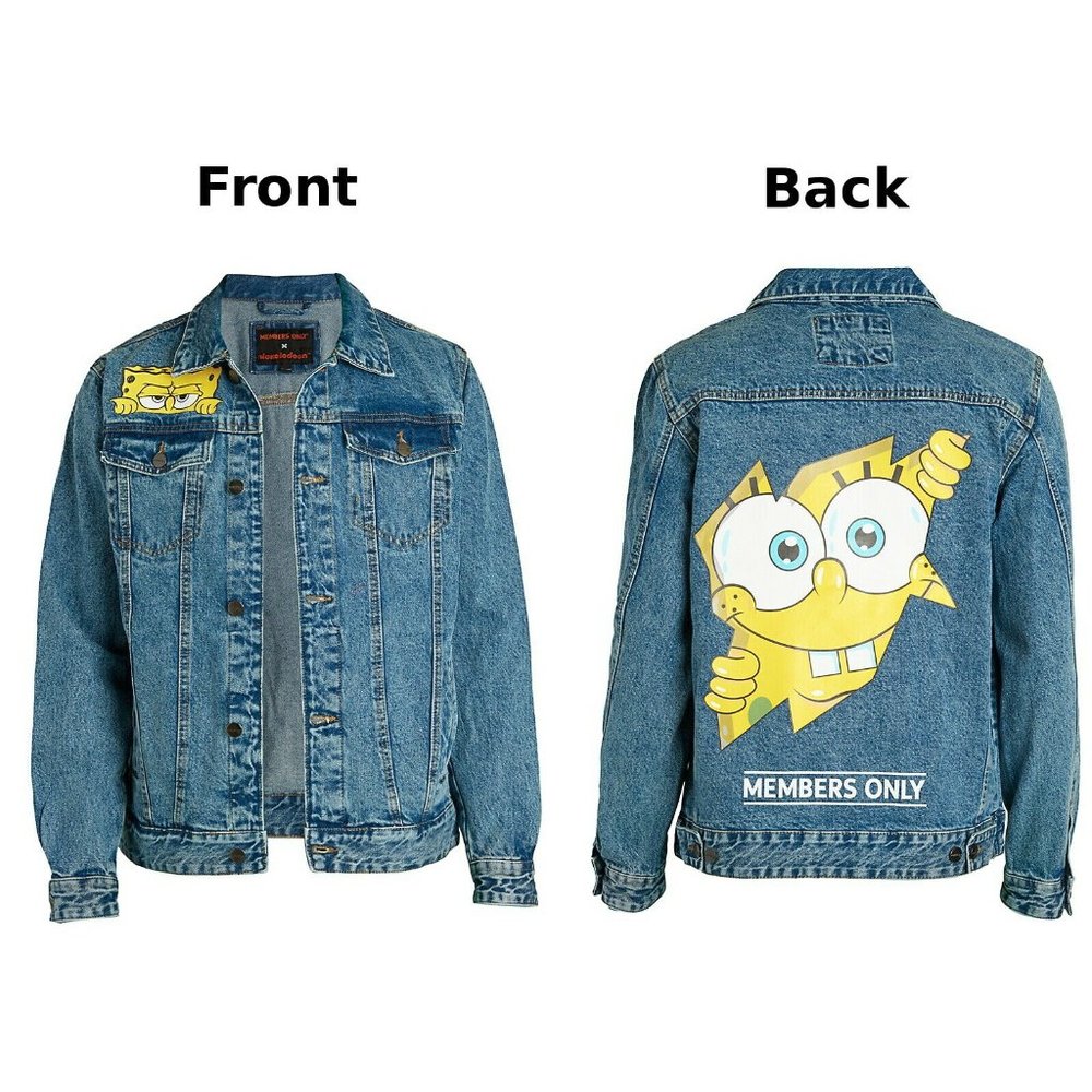 Members Only x Nickelodeon Spongebob Squarepants Men's Blue Denim Jacket Size L